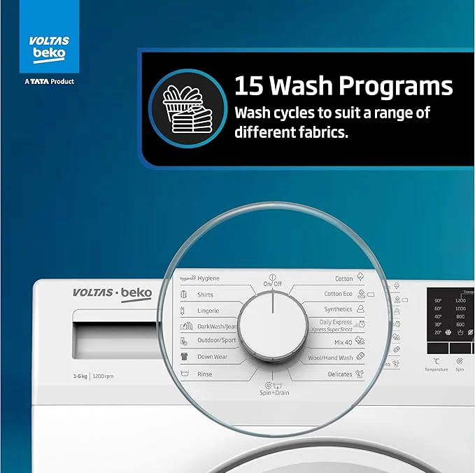 Voltas Beko, A Tata Product 6.5 Kg 5 Star Fully Automatic Front Loading Washing Machine, WFL6512B7CUSKA/WXV, White, In-Built Heater) - Image 5