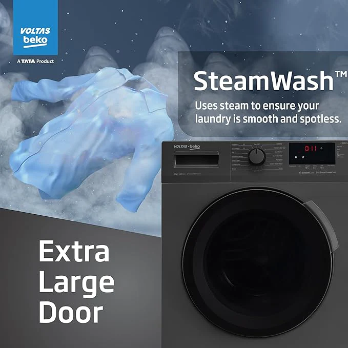 Voltas Beko, A Tata Product 7 Kg 5 Star Inverter Quick wash Fully-Automatic Front Loading Washing Machine (WFL7012B7JVBKA/AXV, Anthracite, In buit Heater/Hygiene steam) - Image 12