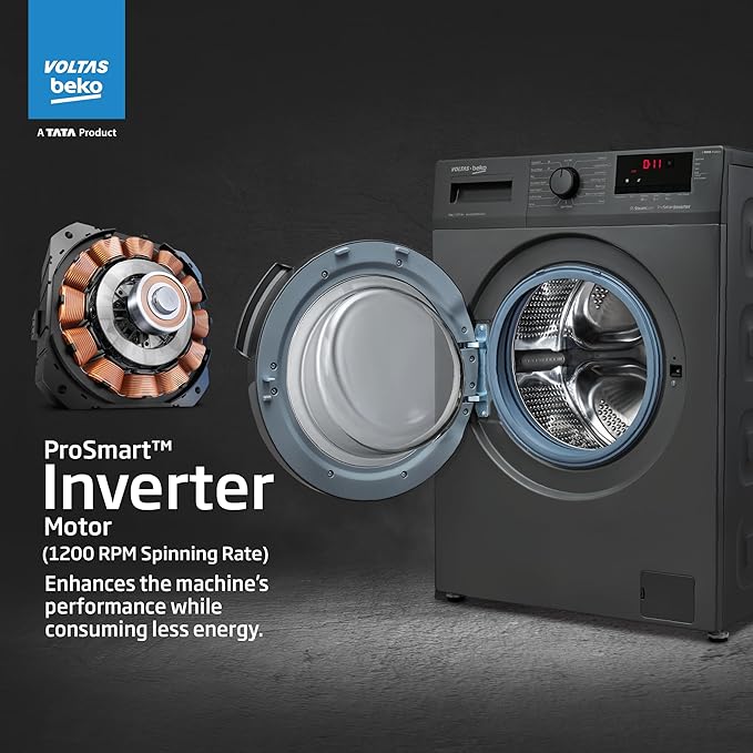 Voltas Beko, A Tata Product 7 Kg 5 Star Inverter Quick wash Fully-Automatic Front Loading Washing Machine (WFL7012B7JVBKA/AXV, Anthracite, In buit Heater/Hygiene steam) - Image 13