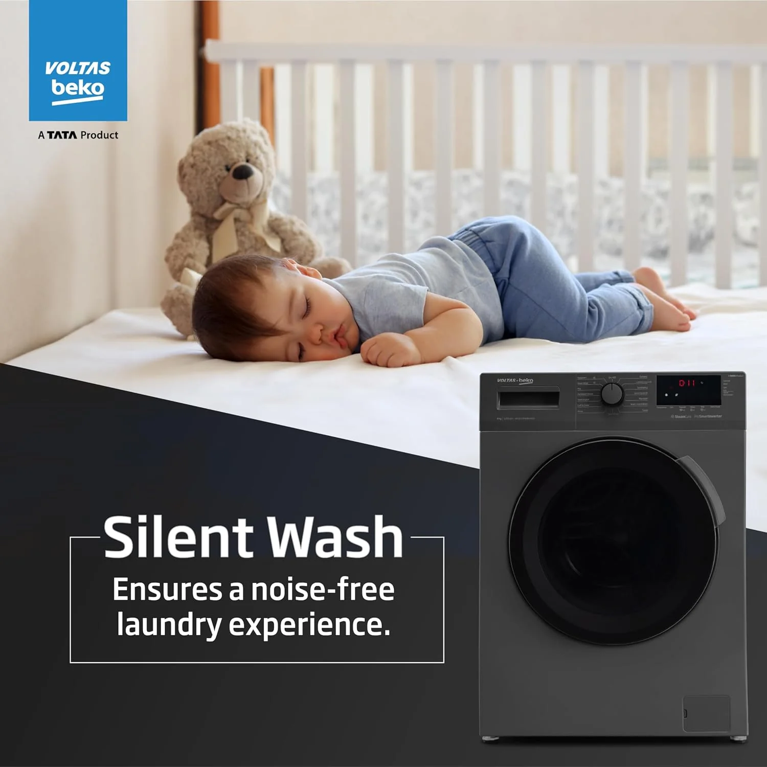 Voltas Beko, A Tata Product 7 Kg 5 Star Inverter Quick wash Fully-Automatic Front Loading Washing Machine (WFL7012B7JVBKA/AXV, Anthracite, In buit Heater/Hygiene steam) - Image 4