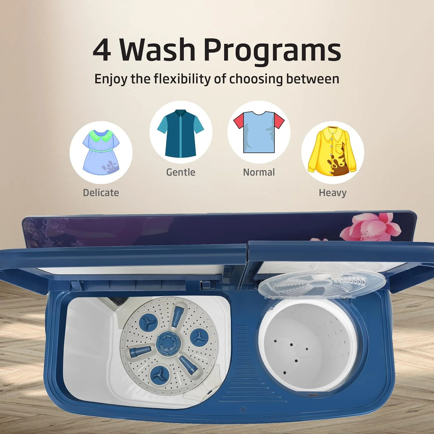 Voltas beko, A Tata Product 8.5 kg 5 Star Semi-Automatic Top Load Washing Machine With Double Water Fall technology (WTT85DBLG/FLRB5, Blue, Special Pulsator &amp; 5 Knob Control Method) - Image 8