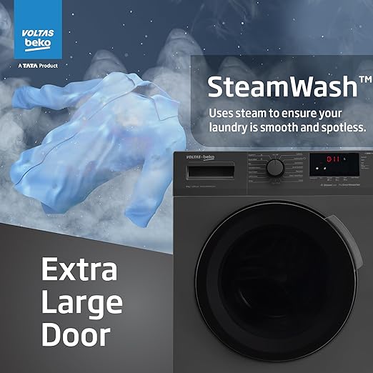 Voltas Beko, A Tata Product 8 Kg 5 Star Inverter Quick wash Fully-Automatic Front Loading Washing Machine (WFL8012B7JVBKA/AXV, Anthracite, In buit Heater/Hygiene steam) - Image 14
