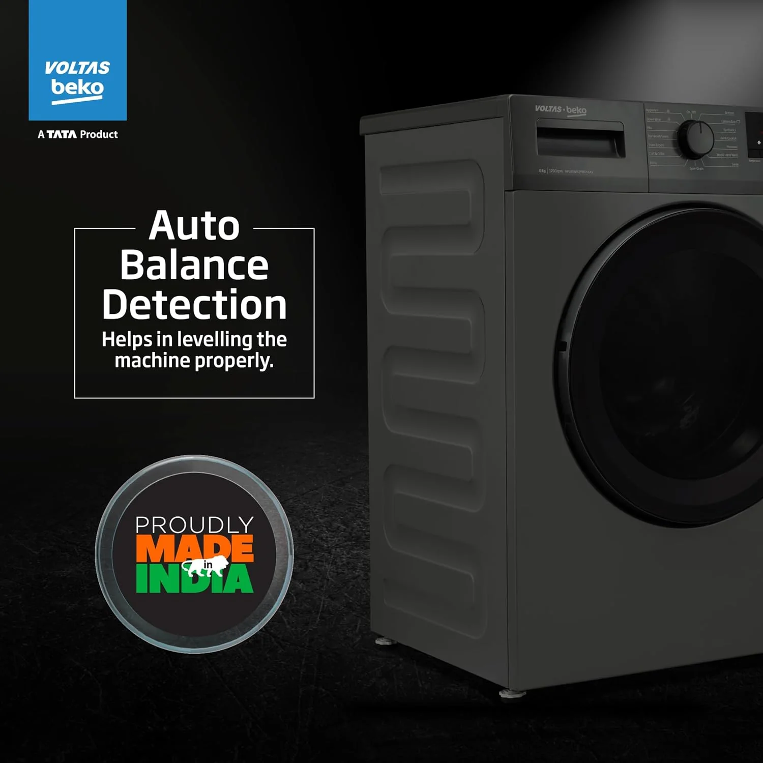 Voltas Beko, A Tata Product 8 Kg 5 Star Inverter Quick wash Fully-Automatic Front Loading Washing Machine (WFL8012B7JVBKA/AXV, Anthracite, In buit Heater/Hygiene steam) - Image 8