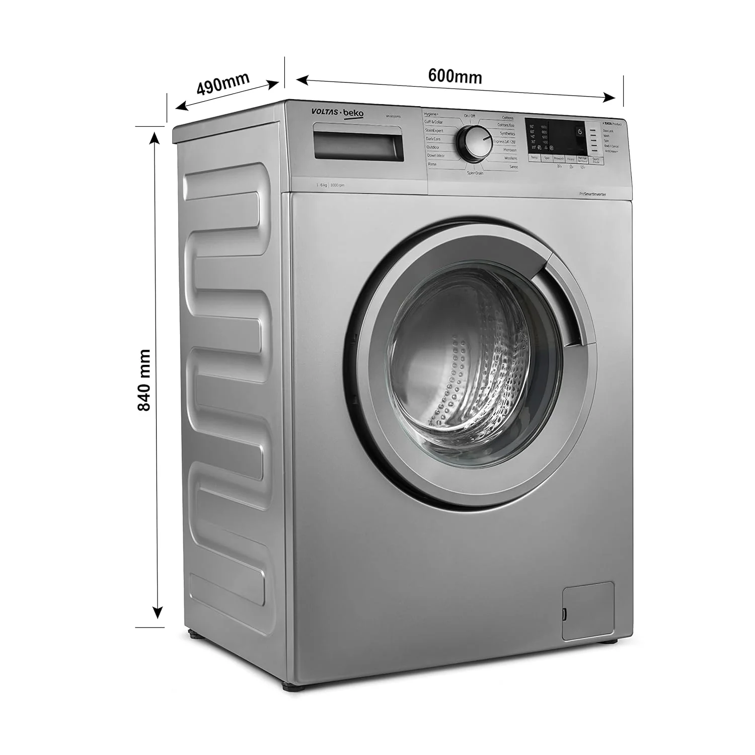 Voltas Beko by A Tata Product 6 kg Hygiene+ and Pro Smart Invertor Motor Fully Automatic Front Load Washing Machine with In-built Heater Grey  (WFL6010VPSS) - Image 9