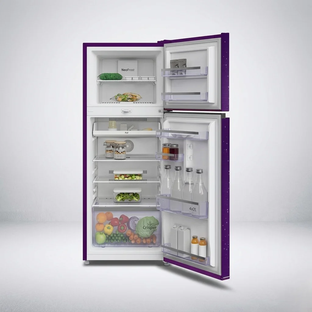 Voltas Beko RFF270C/2WPV100RBWD 230L 2 Star Frost Free Double Door Refrigerator ProSmart Inverter | Blossom Wine - Image 2