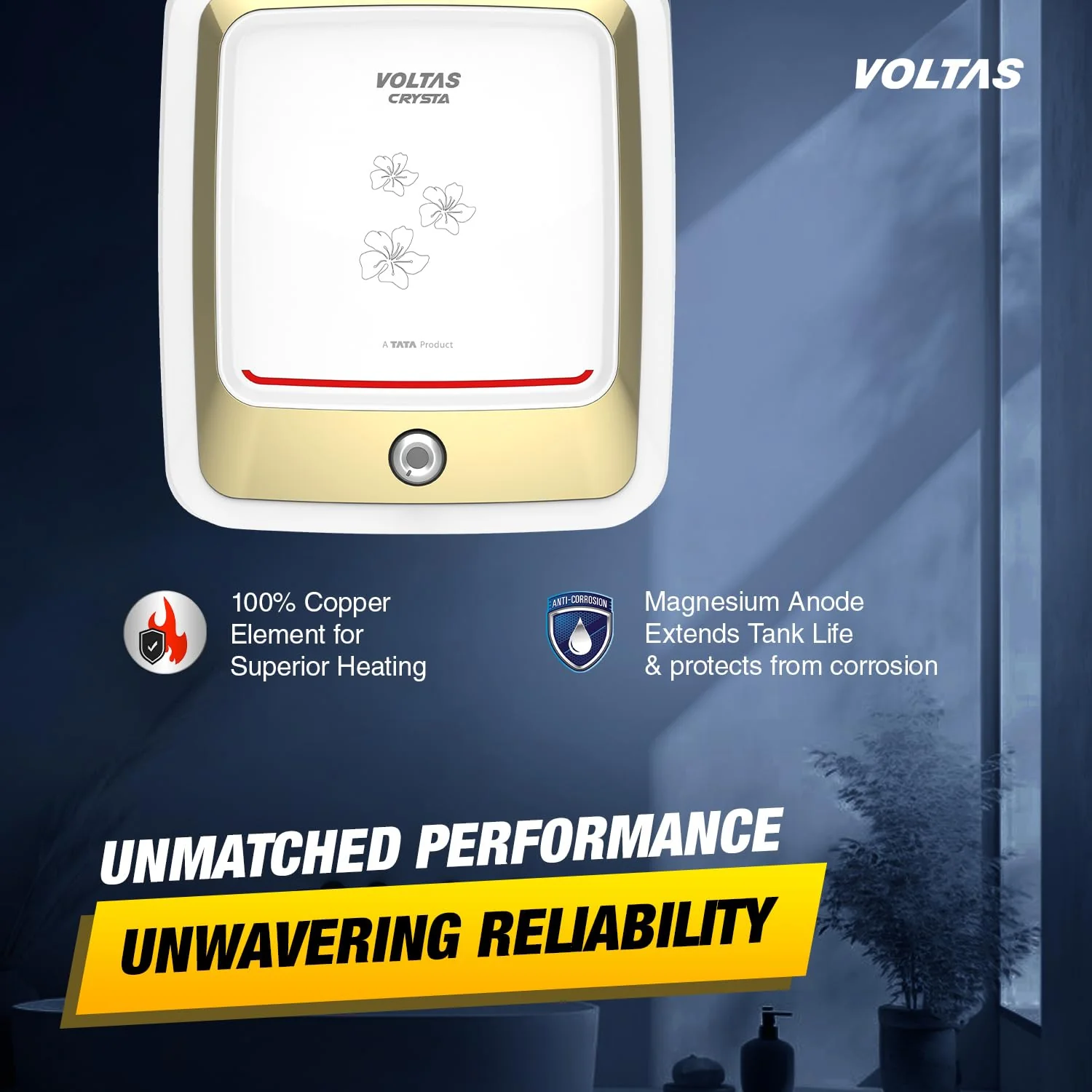 Voltas Crysta 15 L 5 Star Vertical Mounting 2000W Water Heater (Copper, 2023 Model, Crysta 155SPBWT, White) - Image 5