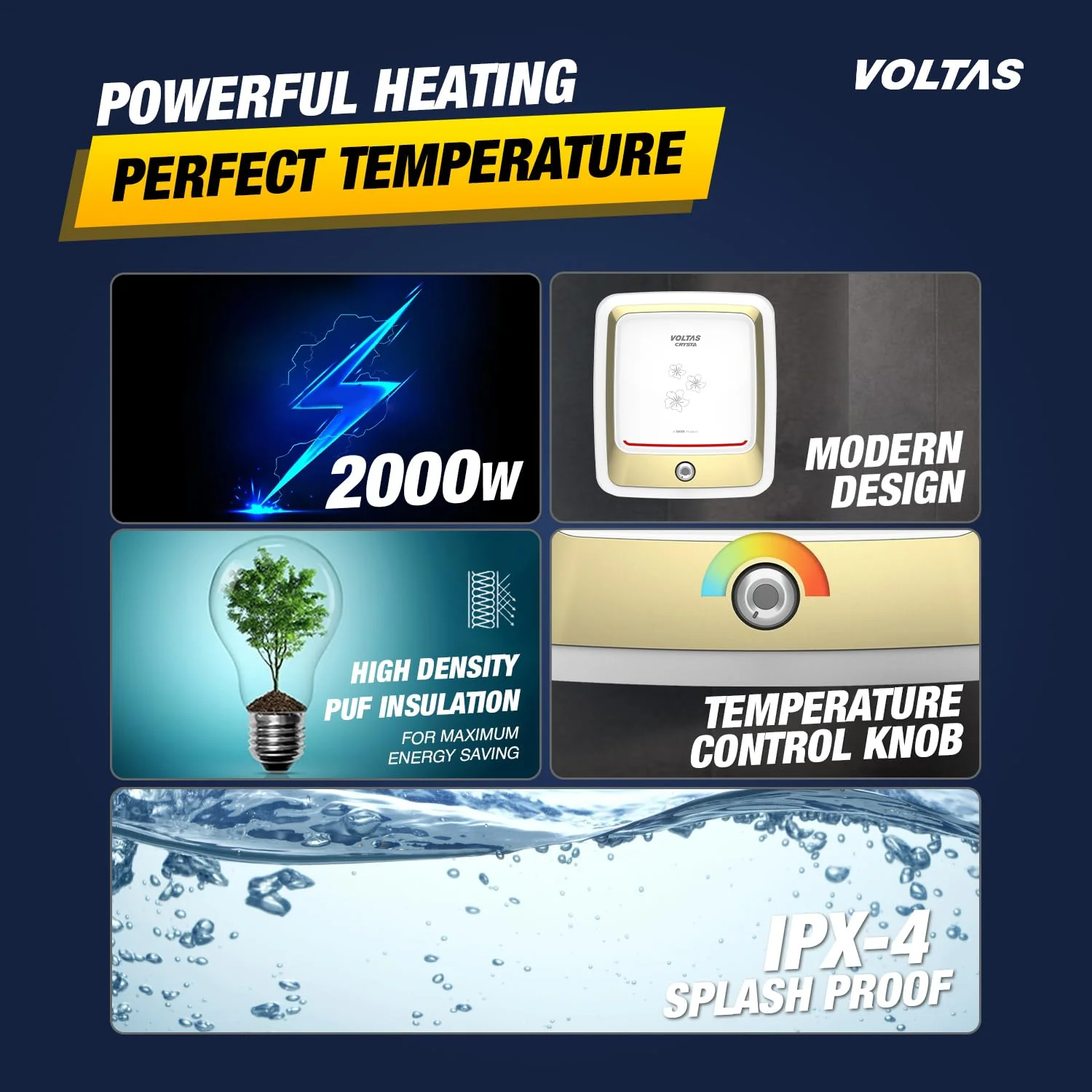 Voltas Crysta 15L 5 Star Storage Water Heater (2000W) – Model 4610055 - Image 3