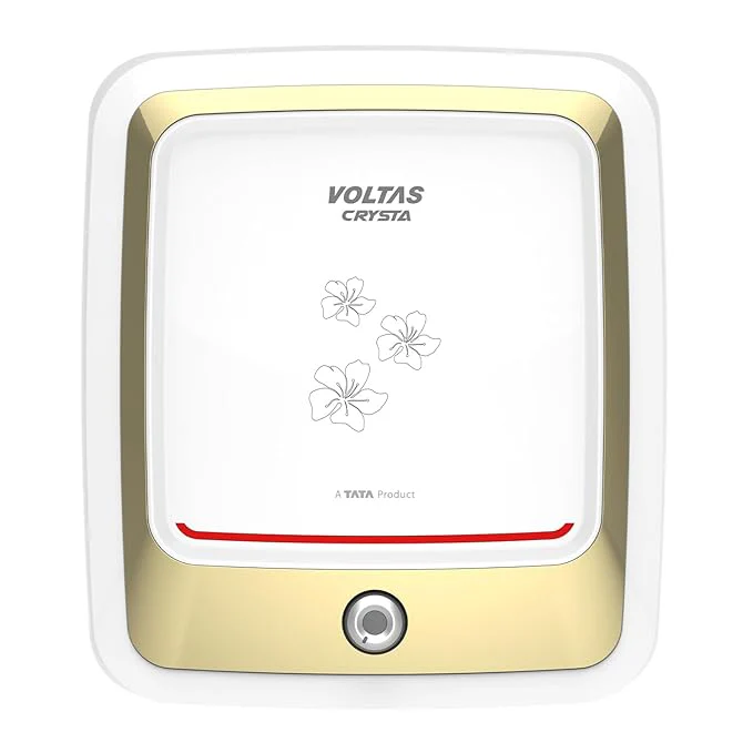 Voltas Crysta 5-Star 15L Water Heater 2000W, Warranty of 7 years on Tank, 3 Years on Heating Element, 2 Years on Product by Voltas|Free Installation| Free Connecting Pipe|Copper Element|8 Bar (White)