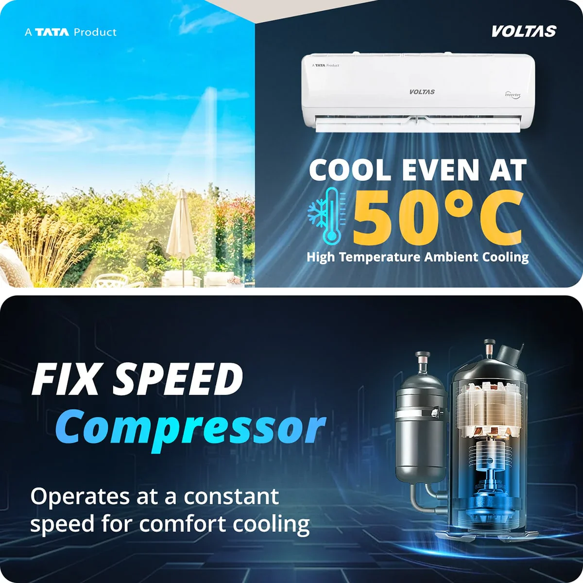 Voltas Fixed Speed Split Split Air Conditioner, 1 Ton, 2 Star - 122FS Emerald - Image 13