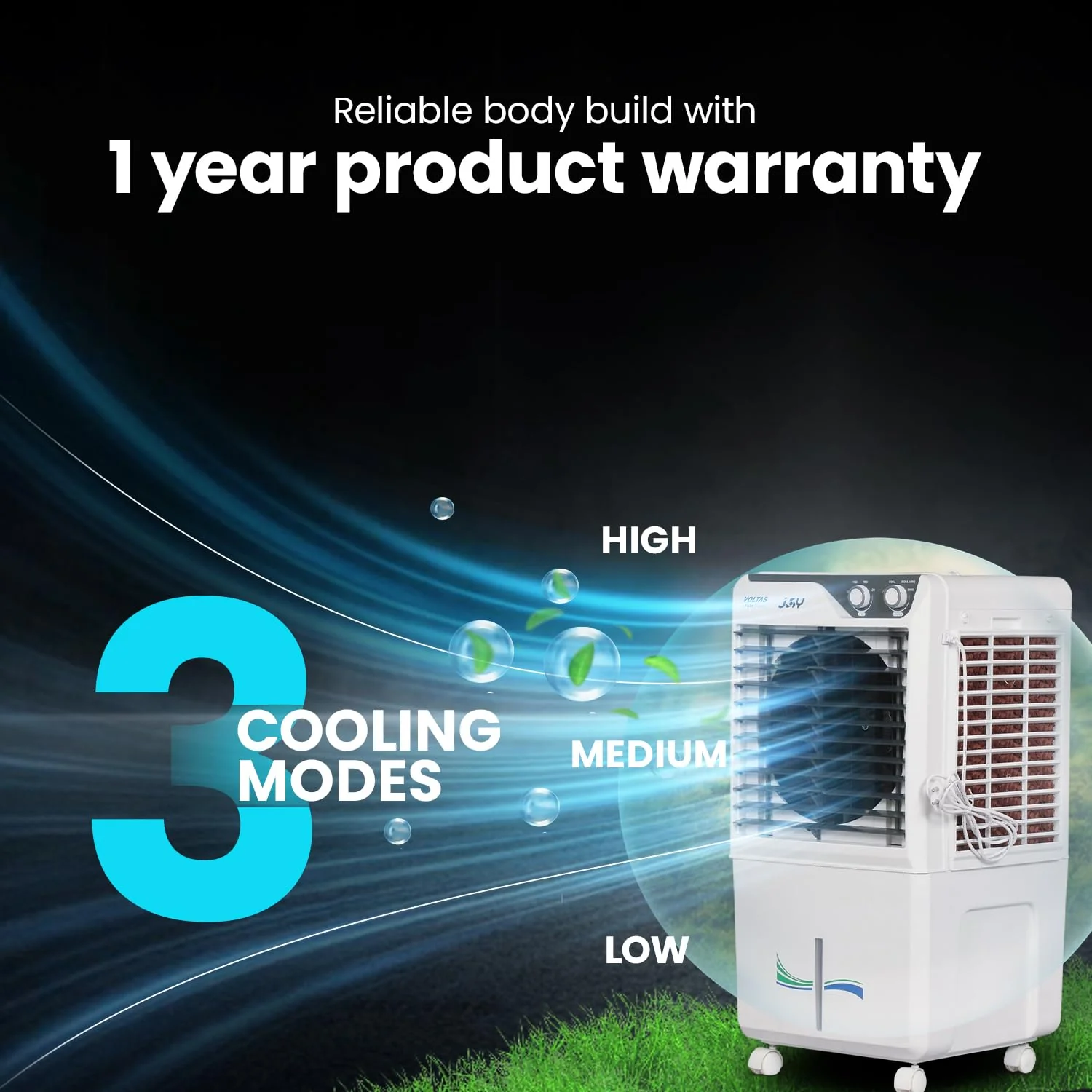 Voltas Joy 26, Room Air Cooler for Home, Honey Comb Cooling Pads with 3 Speed Control Functions, 26 Litres, White - Image 3