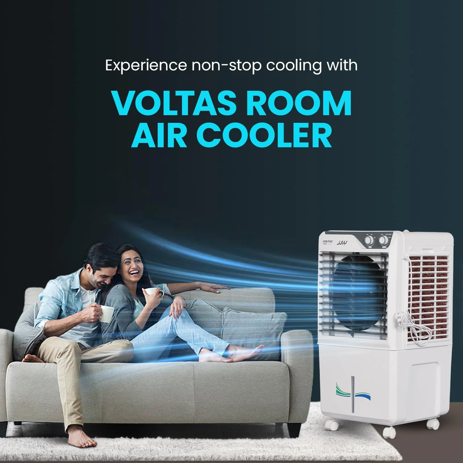 Voltas Joy 26, Room Air Cooler for Home, Honey Comb Cooling Pads with 3 Speed Control Functions, 26 Litres, White - Image 4