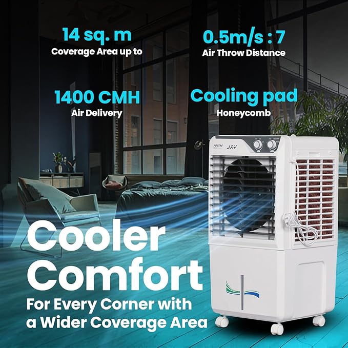 Voltas Joy 26, Room Air Cooler for Home, Honey Comb Cooling Pads with 3 Speed Control Functions, 26 Litres, White - Image 5