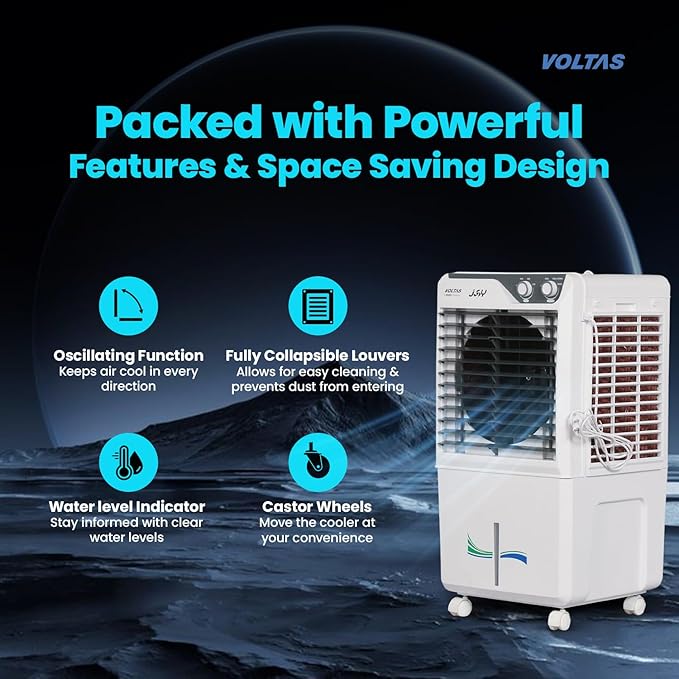 Voltas Joy 26, Room Air Cooler for Home, Honey Comb Cooling Pads with 3 Speed Control Functions, 26 Litres, White - Image 7