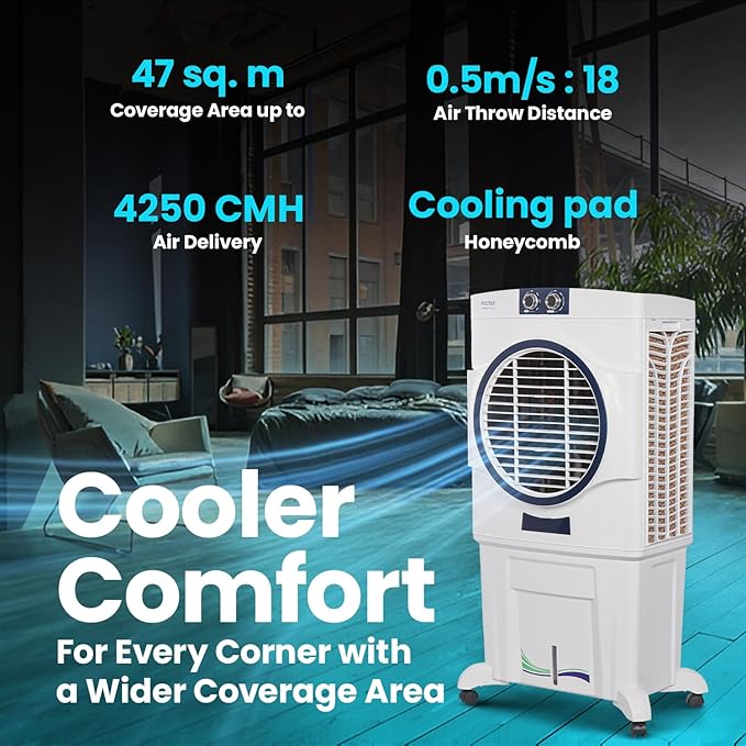 Voltas Magic Air 85 Round Room Air Cooler for Home, Honey Comb Cooling Pads with 3 Speed Control Functions, 85 Litres, White - Image 5