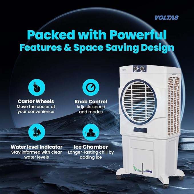 Voltas Magic Air 85 Round Room Air Cooler for Home, Honey Comb Cooling Pads with 3 Speed Control Functions, 85 Litres, White - Image 6
