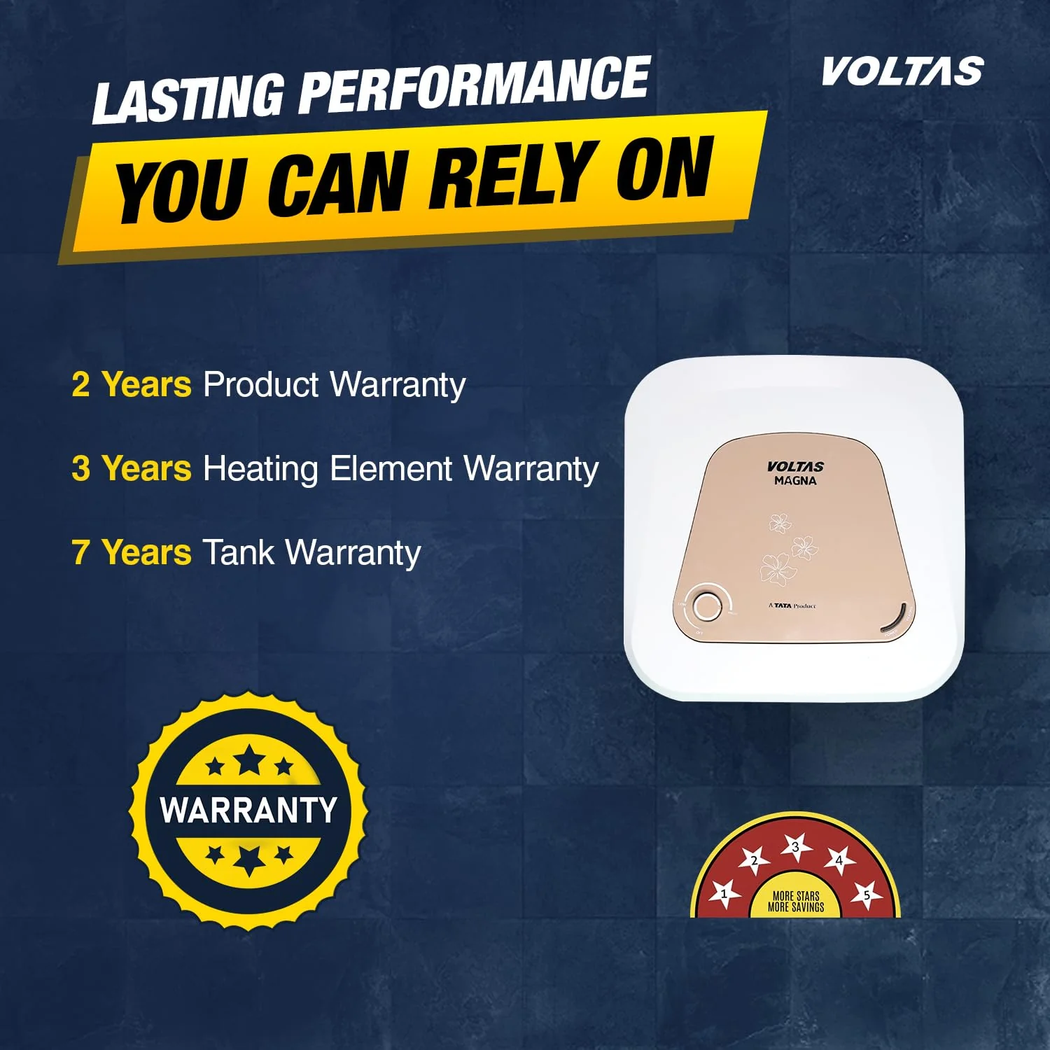 Voltas Magna 15 L 5 Star Vertical Mounting 2000W Water Heater (Copper, 2023 Model, Magna 155SPBWT, White) - Image 7