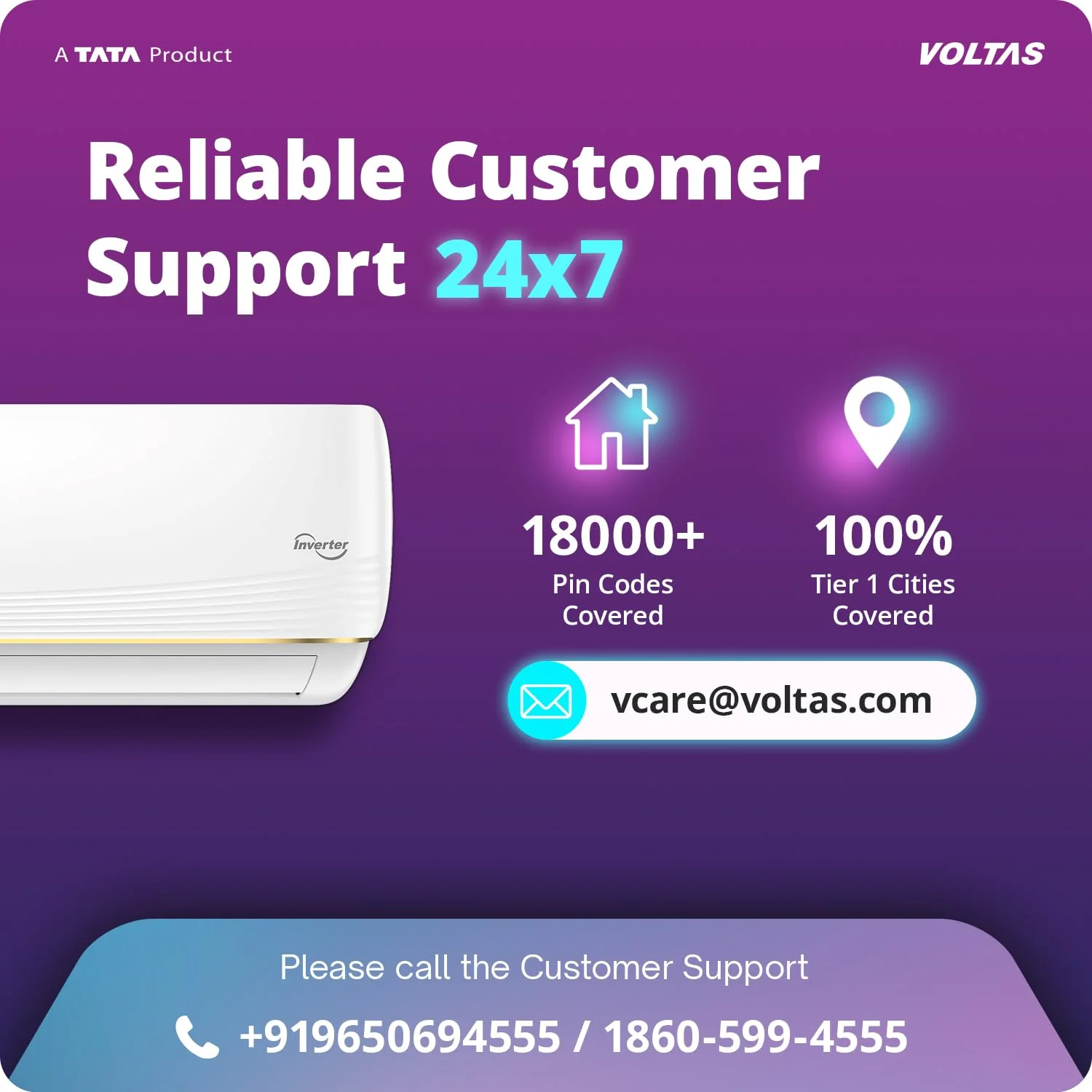 Voltas Split Air Conditioner, 1 Ton, 5 star - 125INV Vertis AI Zest Gold - Image 6