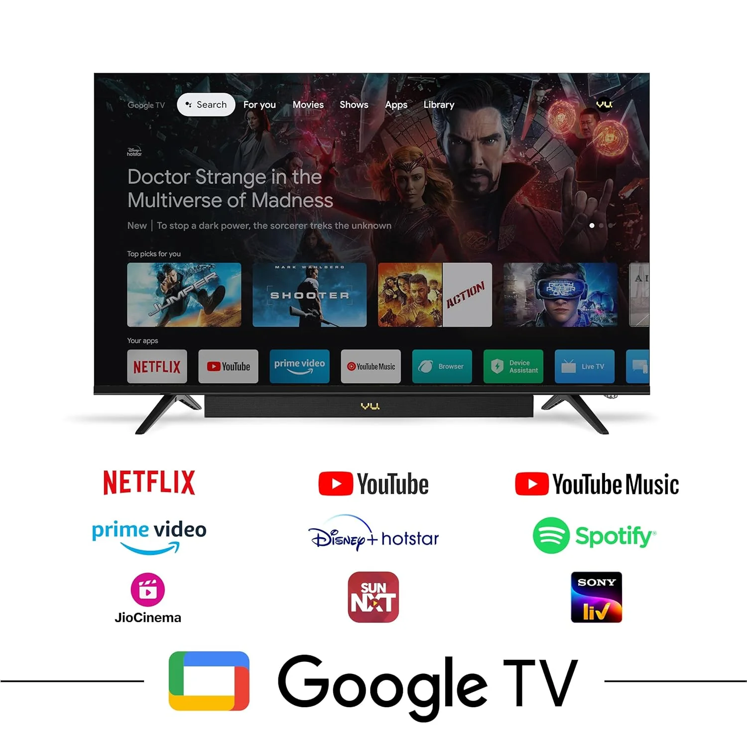 Vu 108cm (43 inches) Vibe Series QLED 4K Google TV 43VIBE24 (Black) - Image 4