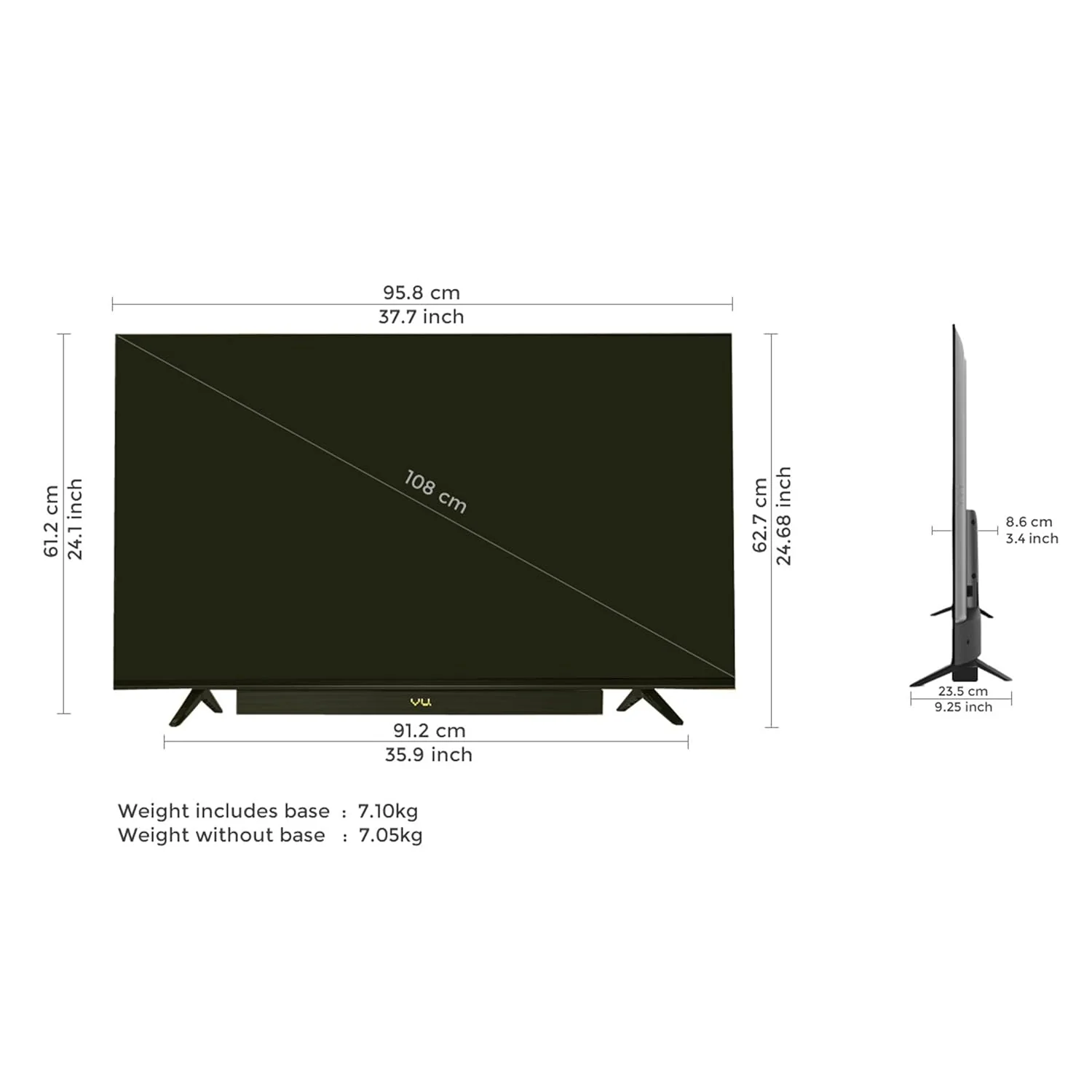 Vu 108cm (43 inches) Vibe Series QLED 4K Google TV 43VIBE24 (Black) - Image 6