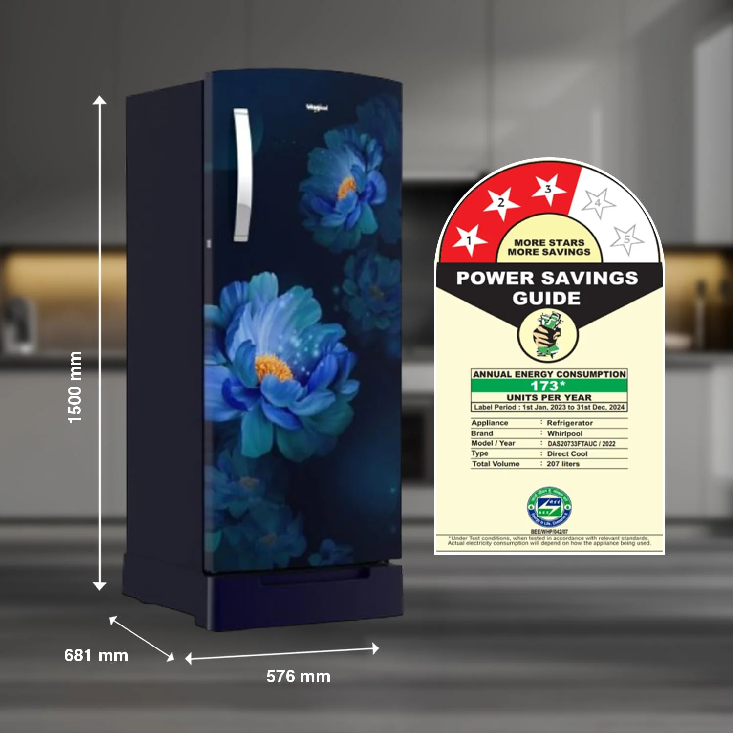 Whirlpool 207 L 3 Star Icemagic Pro Inverter Direct-Cool Single Door Refrigerator (230 IMPRO ROY 3S SAPPHIRE PEONY-Z,) - Image 4