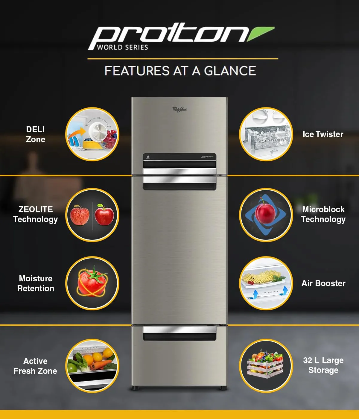 Whirlpool 215 L Frost Free Triple Door Refrigerator (FP 263D PROTTON ROY ARTEMIS STEEL (22197)) - Image 4