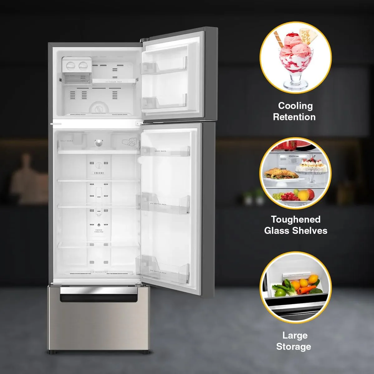 Whirlpool 215 L Frost Free Triple Door Refrigerator (FP 263D PROTTON ROY ARTEMIS STEEL (22197)) - Image 5