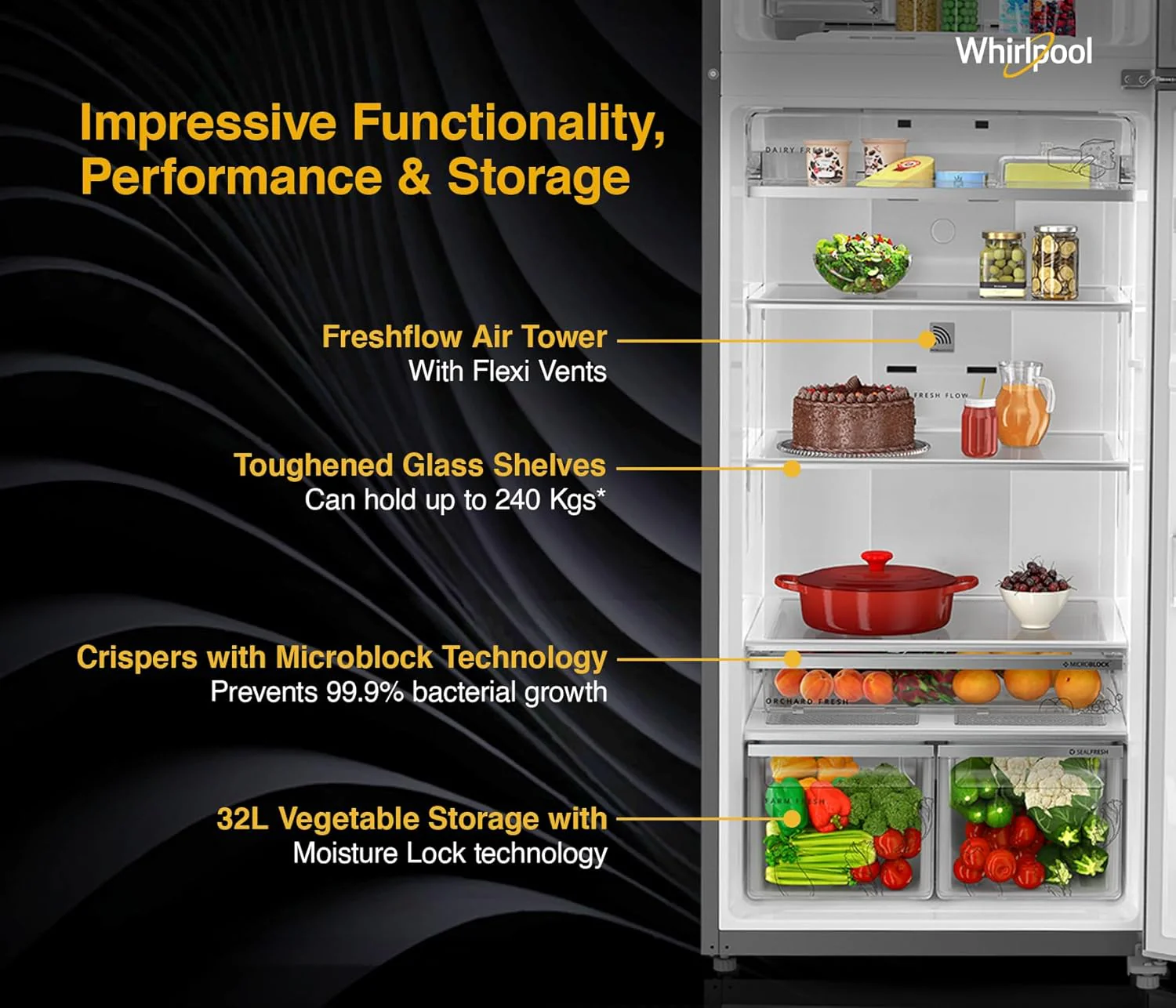 Whirlpool 467L 2star IntelliFresh Convertible Inverter Frost Free Double Door Refrigerator (IF INV CNV 515 ALPHA STEEL (21695)) - Image 6