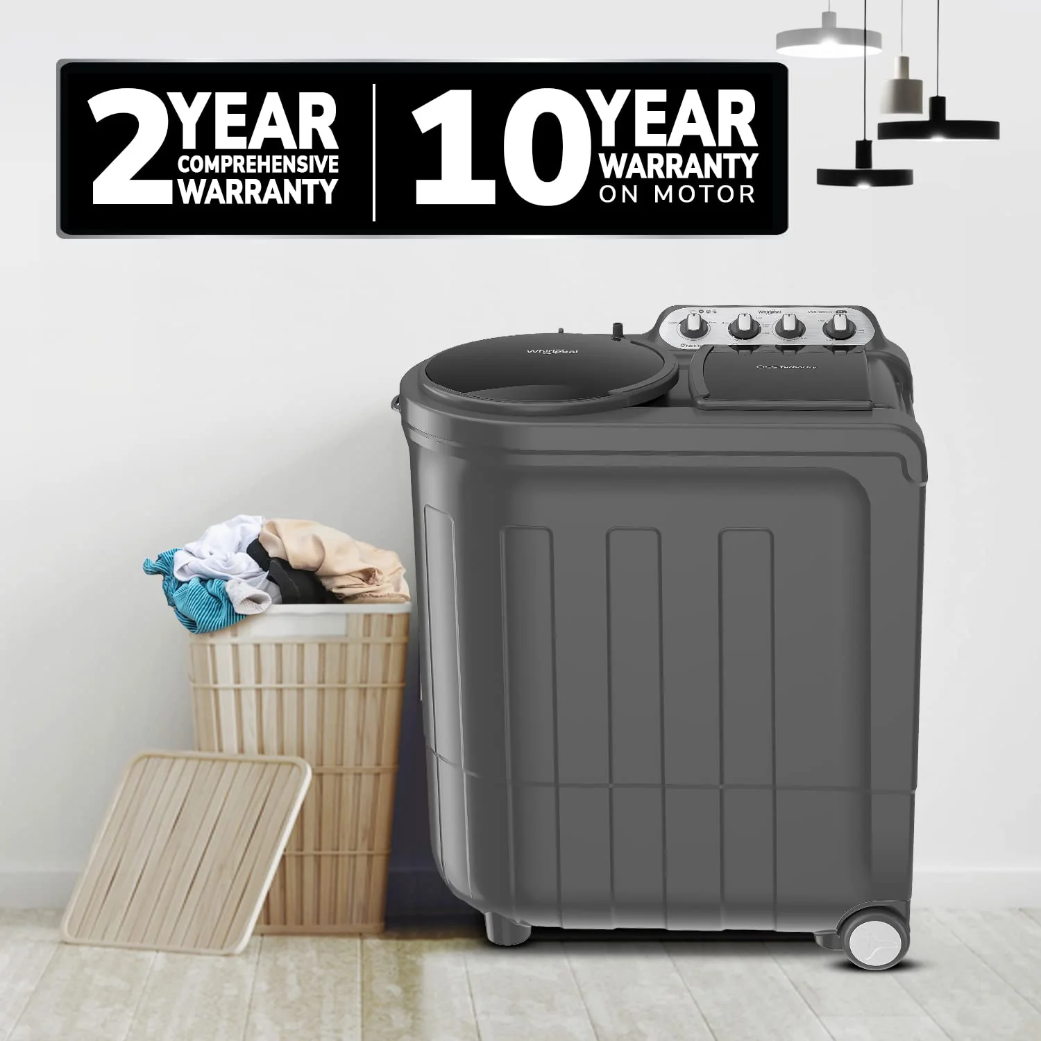 Whirlpool 7.5 Kg 5 Star Turbo Dry Semi-Automatic Top Loading Washing Machine ( ACE 7.5 TRB DRY MAX Grey Dazzle, 5 YR, 10 MIN Quick Drying) - Image 2