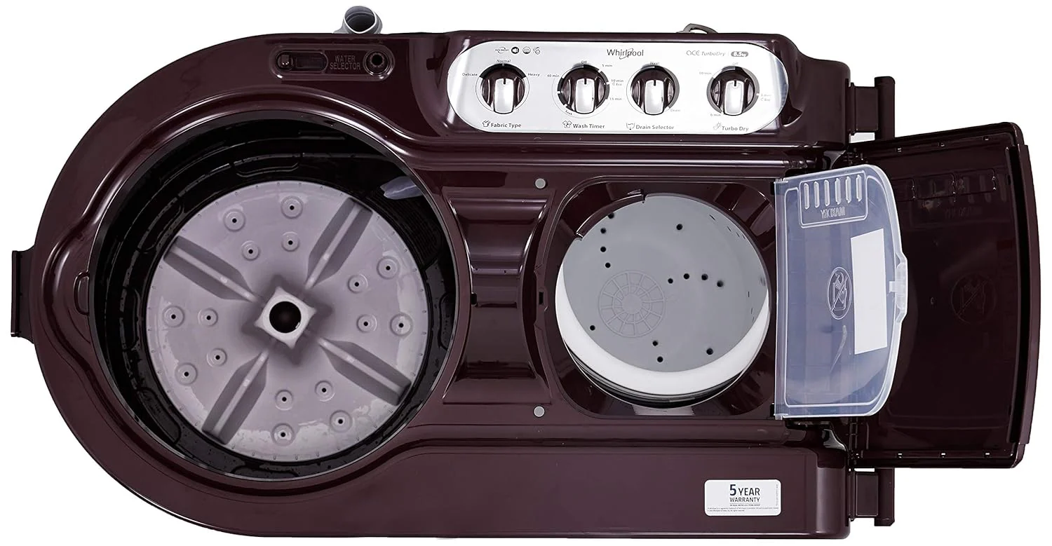 Whirlpool 8.5 Kg 5 Star Semi-Automatic Top Loading Washing Machine (ACE 8.5 TURBO DRY, Wine Dazzle) - Image 4