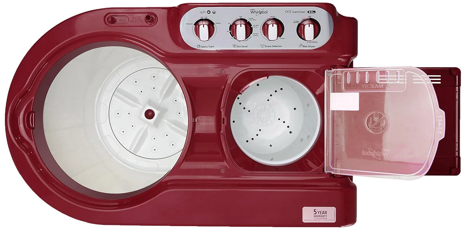 Whirlpool 8 kg 5 Star Semi-Automatic Top Loading Washing Machine (ACE SUPER SOAK 8.0, Coral Red, Supersoak Technology) - Image 4